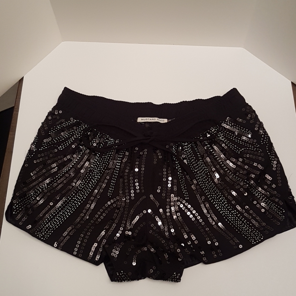 ⭐Mustard SeedBlack Mini Shorts w/Beads & Paillette